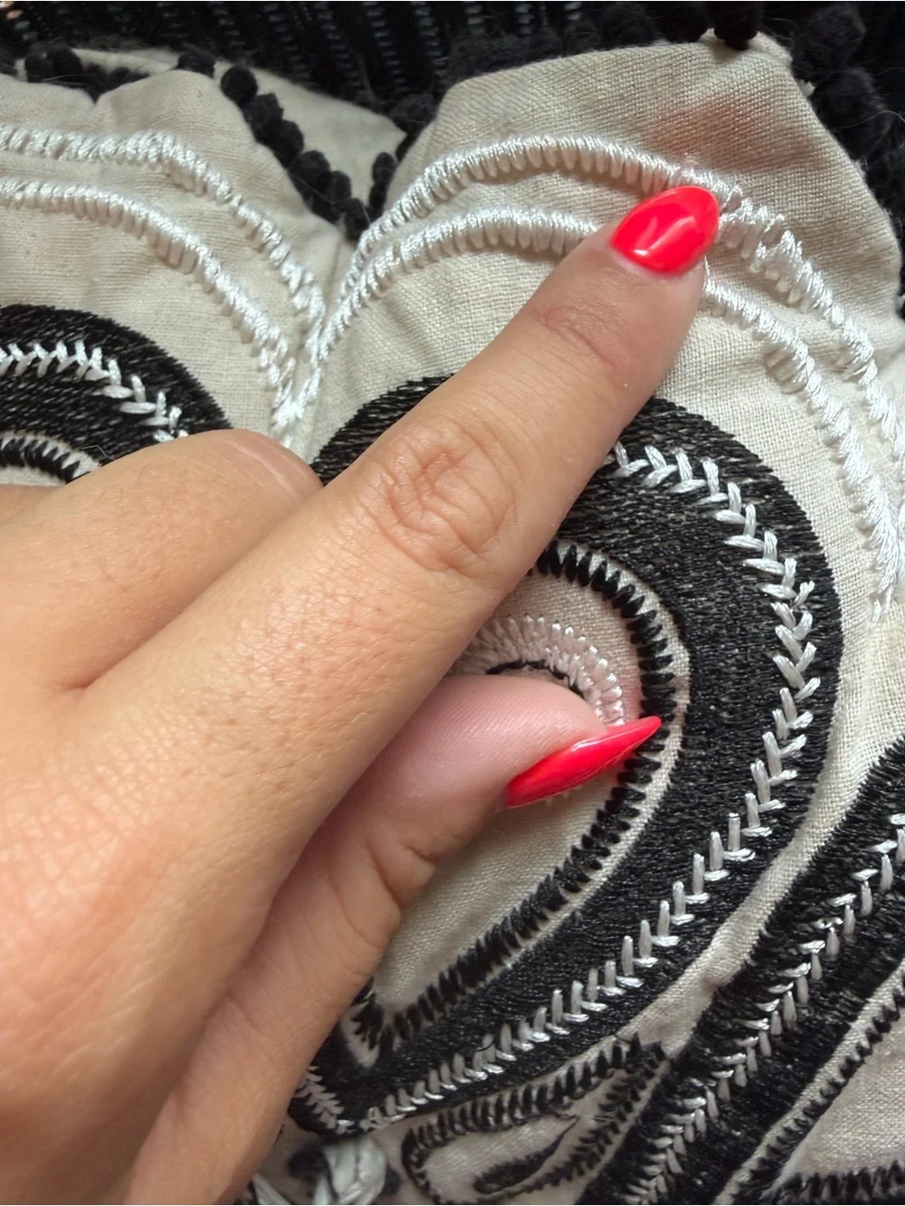 Opalhouse Mallorca Black & Cream Embroidered Fan-Shaped Decorative Pillow